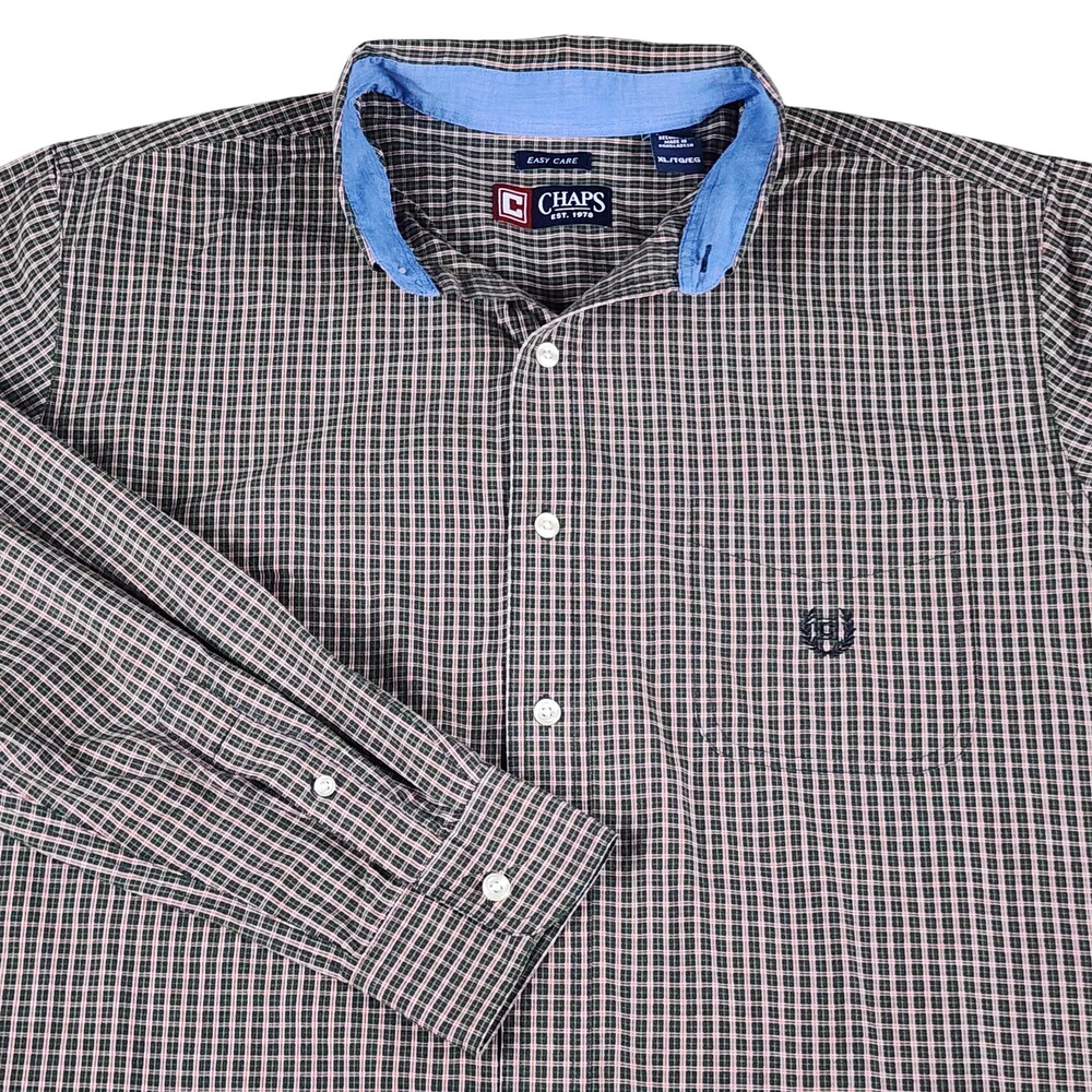 Chaps Shirt Mens XL Multicolor Plaid Easy Care Long Sleeve Button Down Casual